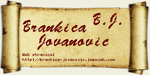 Brankica Jovanović vizit kartica